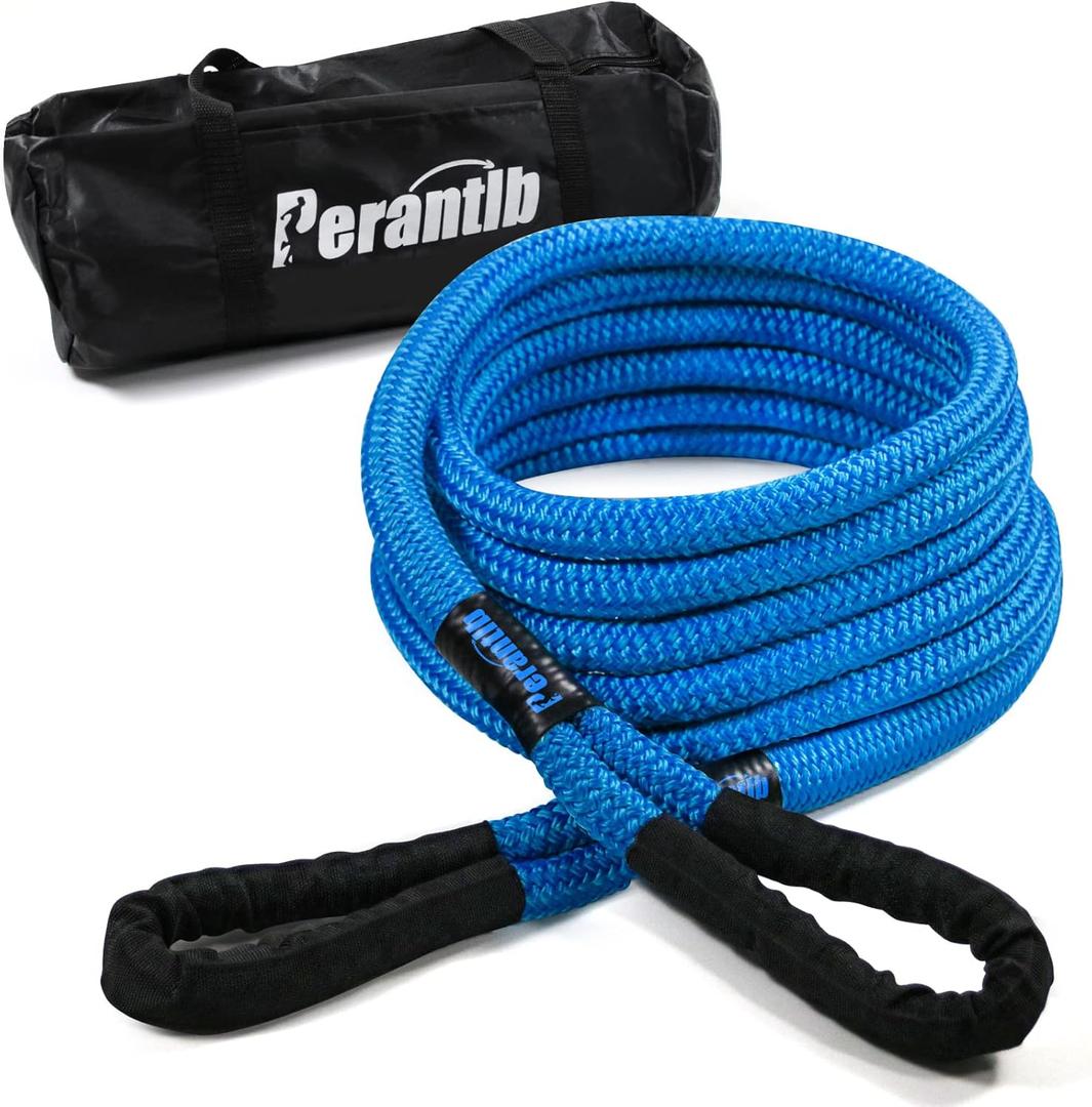 Kinetic Recovery Rope 7/8 x 30ft - 26000lbs, Heavy-Duty Nylon Double Braided Tow Rope for Truck, ATV, UTV, SUV