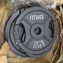 Fitvids Cast Iron Standard Weight Plates Including 5FT Standard Barbell with Star Locks, 45-Pound Set (35 Pounds Plates + 10 Pounds Barbell), Multiple Styles