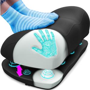 Everlasting Comfort Adjustable Cloud Foot Rest for Under Desk at Work with Pressure Point Nodes - Ergonomic Memory Foam Office Foot Stool & Desk Footrest for Gaming & Home Office, Supports Posture (Black)