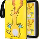 Premium Trading Card Binder 400 Pockets Card Holder with 50 Removable Sleeves, Collection Binder Album Book with Zipper for Game Cards (01 fire dragon)