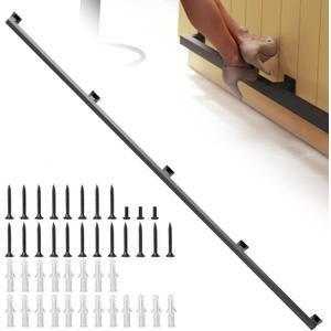Bar Foot Rail Kit 4ft / 6ft / 8ft, Matte Black Bar Foot Rest Brackets with Internal Connector and End Caps, Galvanized Steel Complete Undercounter Combination Mount