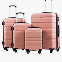 Coolife Luggage Suitcase Spinner Hardshell Lightweight TSA Lock (family set-sakura pink, 4 piece set(16in20in24in28in))