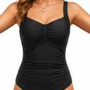 Tempt Me Women Ruched Slimming One Piece Swimsuits Tummy Control Vintage Bathing Suits, Medium