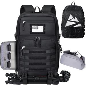 SDYSM Camera Backpack Bag Professional for DSLR/SLR Mirrorless Camera Waterproof 15.6 inch Tactical Camera Bags for Photographers with Rain Cover, Tripod Holder, Small Bag Photography Backpack Case