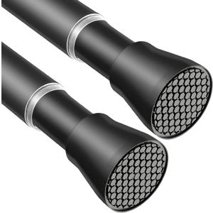 2PCS Black Tension Rods for Windows 28 to 48 Inch Adjustable Curtain Rod 7/8" Diameter Rust-Free Spring Tension Curtain Rod No Drilling Small Shower Rods for Bathroom Doorway Kitchen Closet