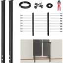 Muzata 5-10FT Modular Black Side Mount Cable Railing Kit 42 Inch 2 Level Post Kit Complete Set Cable Railing System for Decks Length Adjustable with Paper User Guide (No Handrail) RWF2 BH4L