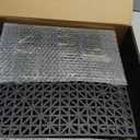 12 Pack 12" Interlocking Rubber Bathroom Flooring Tiles Non-Slip Pool Mat Splicing Shower Mat Outdoor Cushion Mat for Drain, Deck, Pool, Patio, Balcony, Shower, Kitchen, Yard (Black)