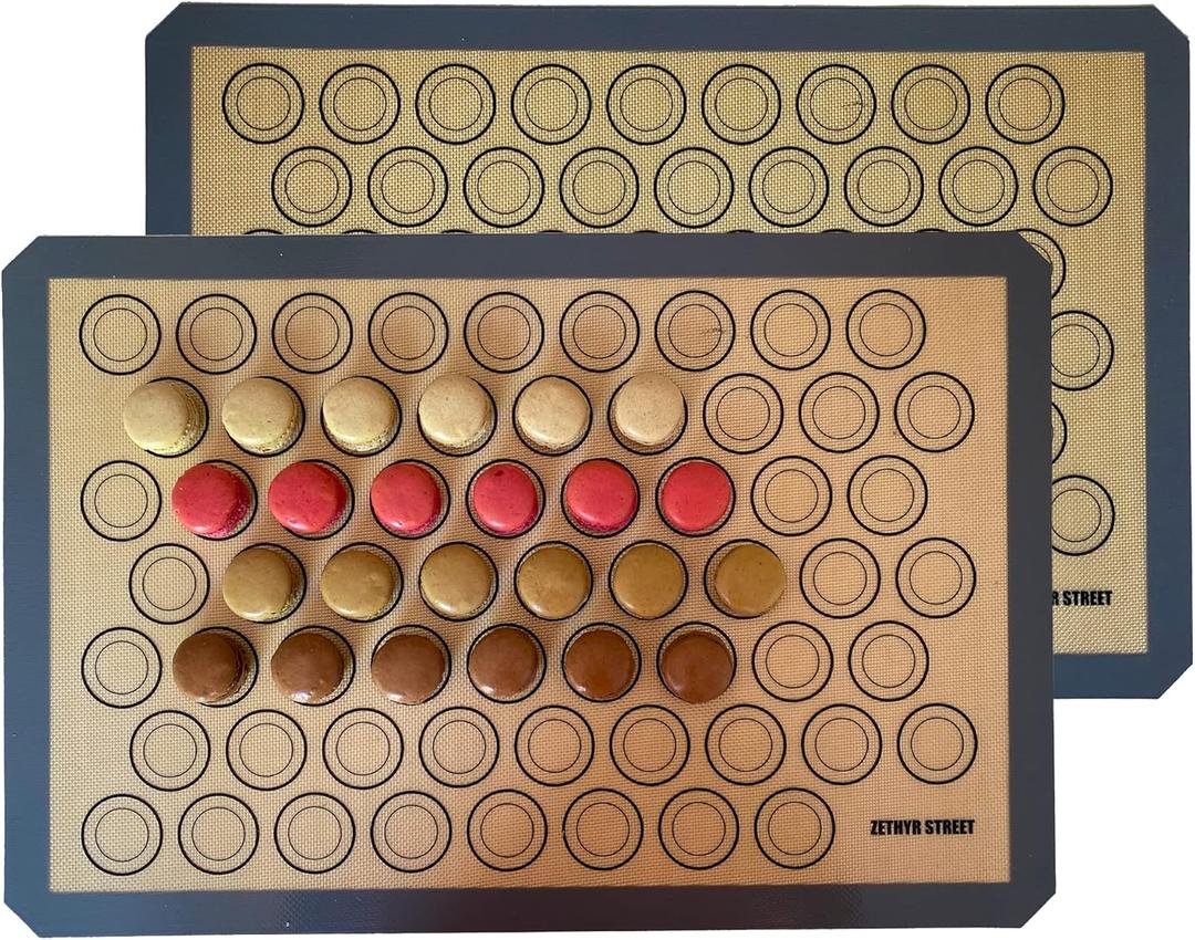 Macaron Silicone Baking Mats - Set of 2 - Full Size - 16 x 24 in (40 x 60 cm), Non-Stick Macaron Mat for Perfect Baking - Dishwasher & Oven Safe, Ideal for Macarons, Cookies, Bread, and More