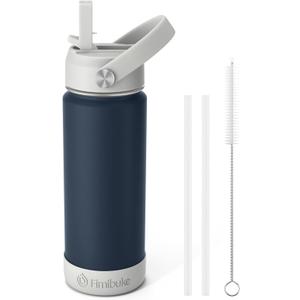 Fimibuke Kids Insulated Water Bottle, 18oz BPA FREE 18/8 Stainless Steel Kids Cup with Straw Travel Tumbler Double Wall Vacuum Leak Proof Toddler Water Bottle for School Boys Girls(1 Pack, Slate)