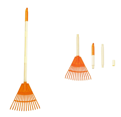 Kids Rakes, 2 Pieces 31" Heavy Duty Lawn Tool for Leaves, Child Size, Plastic Head & Wooden Handle, Gardening Tools for Boys Girls Gifts Age 3 Year Old and Up (Orange)