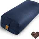 FelizMax Organic Buckwheat Bolster (24X10.5X5.5 in) Yoga Bolster Supportive Yoga Cushion for Restorative Yoga Accessories Rectangular Meditation Pillow 100% Cotton Cover Yoga Pillow (Navy Blue)