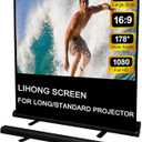 LIHONG Screen 80 inch 16:9 Manual Floor Rising Pull Up Projector Screen Portable Indoor & Outdoor 4K HD Matte White for Long Standard Projection Fast Setup for Home Theater Movies,Classroom,Office