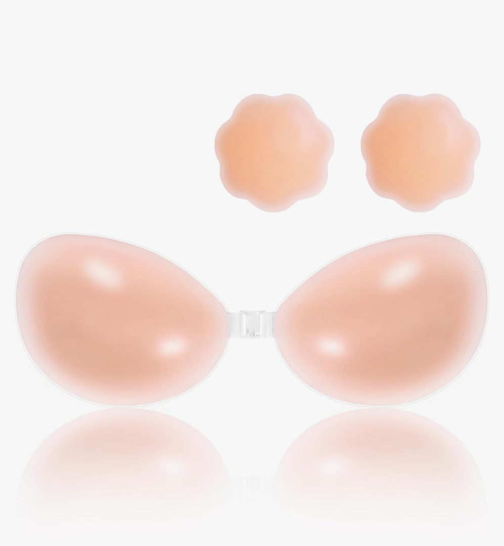 Sticky Bra – Strapless & Backless Push Up Adhesive for Women, Invisible Silicone Bra with Nipple Covers BRA SIZE A