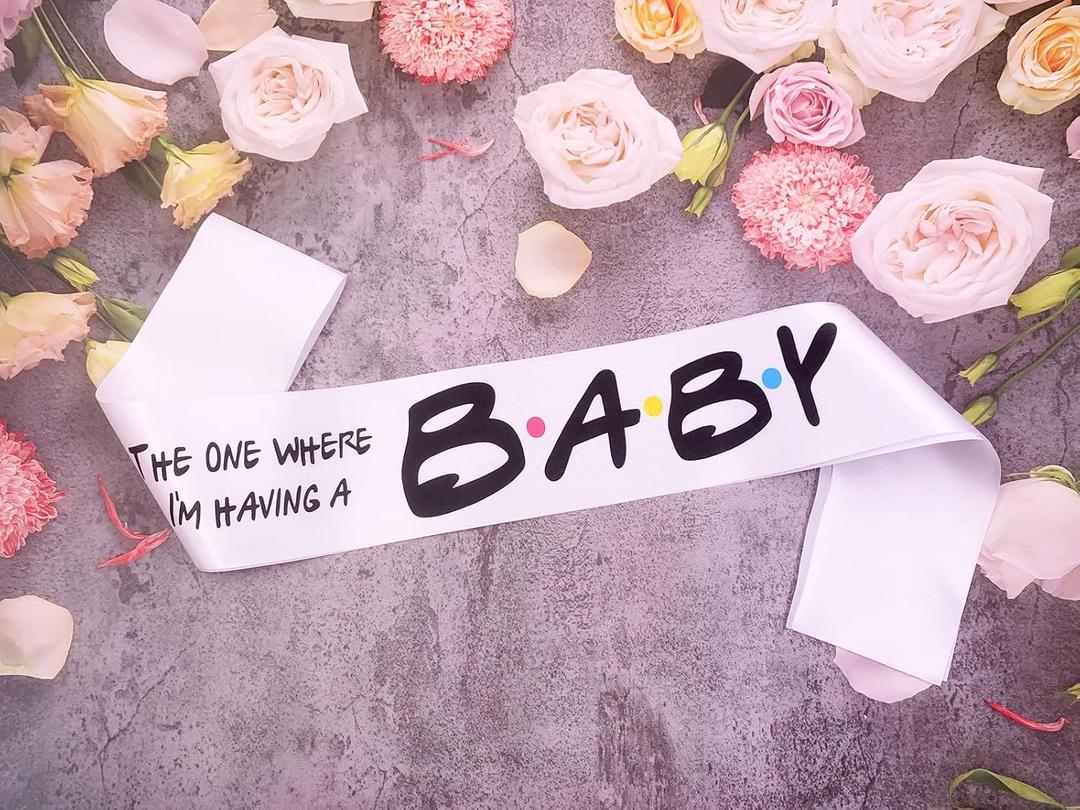 Mum to be Sash for Baby Shower,The one where I'm Having a Baby Sash Gift Ideal for Gender Reveal, Pregnancy Announcement, Welcome Baby,Pink or Blue Party Decorations
