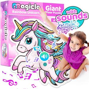 Music & Sound Unicorn Floor Puzzles for Kids Ages 4-6, Large 35 Piece Extra Thick Puzzles, Unicorn Toys for Girls Age 4-6, Toddlers Puzzles Ages 3-5, Gifts for 3 4 5 6 7 8 Year Old Girls