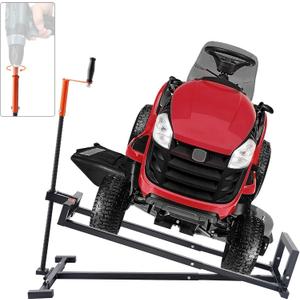 VEVOR Ride on Lawn Mower Lift Jack, 880 Lbs Weight Capacity, Telescopic Maintenance Jack with Crank Handle & Power Tool Handle, Foldable Lawn Tractor Lifter for Lawn Mowers and Garden Tractors, Black