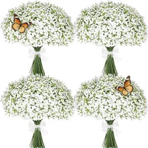 60 Pcs Babys Breath Artificial Flowers, White Artificial Flowers Bouquet, Faux Flower, Fake Gypsophila Bulk in Vase Floral Decor for Centerpieces Wedding Brides