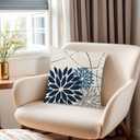 COMMINY Blue White Pillow Covers 16x16 Set of 6, Daisy Dahlia Throw Pillow Cover, Beige Pillowcase, Modern Couch Pillow Cover for Sofa Living Room Farmhouse Home Decor