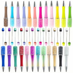 Beadable Pens Bulk 24Pcs Glitter Pens for Women Sparkly Rhinestones Fancy Pens Tween Girls Trendy Stuffs Cute Pens Kawaii School Supplies for Girls Teachers Office