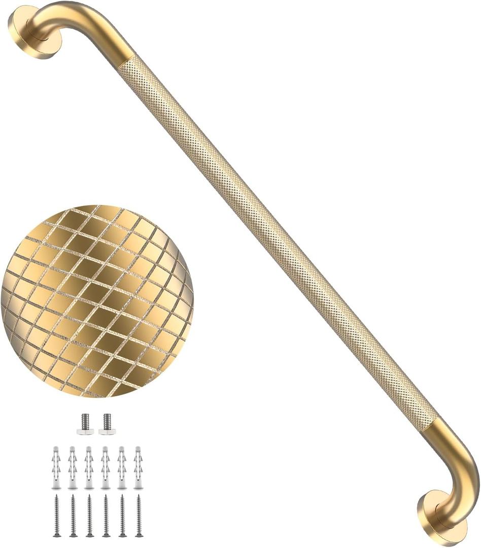 32 Inch Brushed Gold Grab Bars for Shower with Anti-Slip Knurled Grip