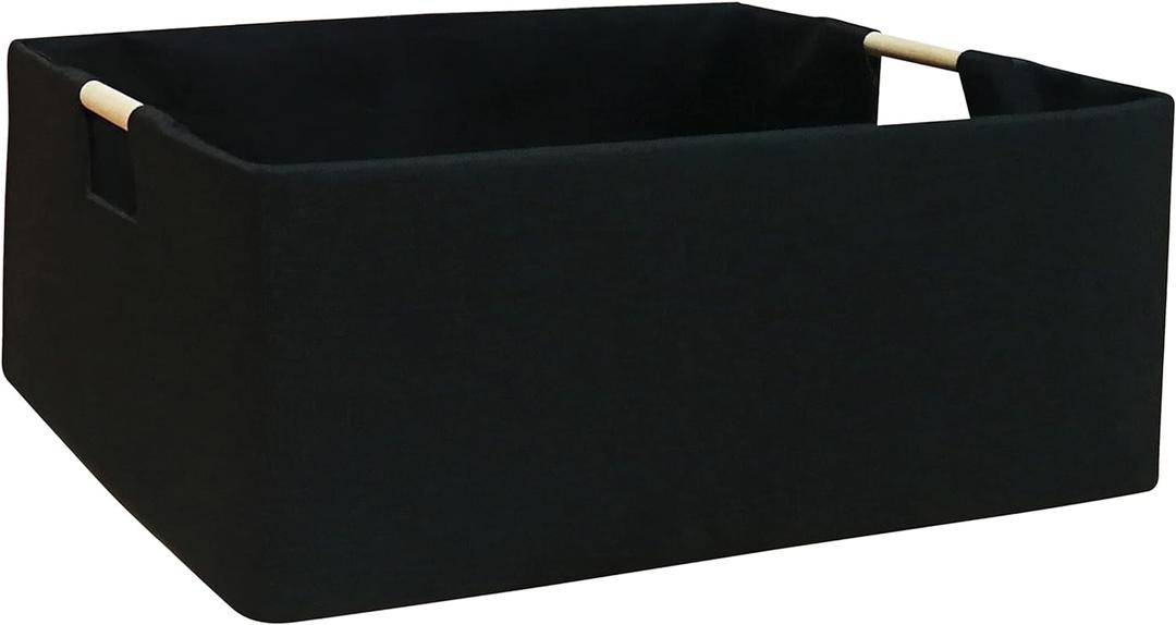 Storage Bin for Shelves Rectangle Closet Baskets Foldable Box with Handles Black Storage Boxes for Home Office Car Dormroom