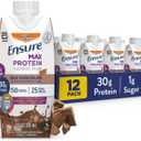 Ensure Max Protein Shake | Milk Chocolate with Caffeine | Ready to Drink | 30g Protein for Muscle Health | 1g Sugar, 4g Fiber | 11 fl oz, 12 Pack (EXP 12/01/26)