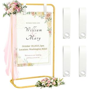 MsMk Wedding Welcome Sign Holder, 70x31x 20 Welcome Sign Stand with 4 Leather Sign Hanging Straps Adjustable Wedding Seating Charts Holder & Event Decor for Party, Baby Shower, Graduation Ceremony