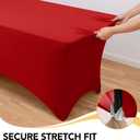 6-Pack Premium Red Spandex Tablecloths for 6ft Rectangle Tables, Stain & Wrinkle-Resistant, Washable Stretch Polyester Fitted Table Cover for Weddings, Banquets, Trade Shows Events