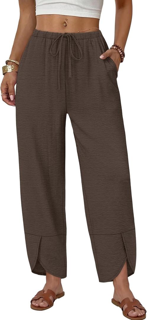 Sampeel Wide Leg Pants Woman Palazzo Capri Pants Cropped Spring Summer Vacation Outfits Fashion Clothing Beach Clothes 2026 XXL
