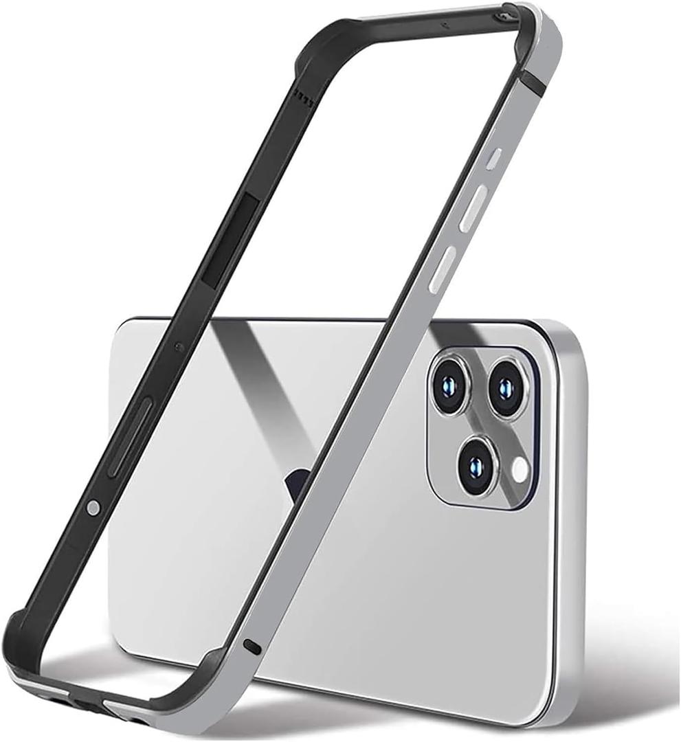 New Aluminum Frame Metal Bumper Frame Slim Hard Case Cover for iPhone15Pro MAX, Metal Frame with Soft Inner Bumper, Raised Edge Protection (Gray Titanium, for iPhone15 Pro Max)