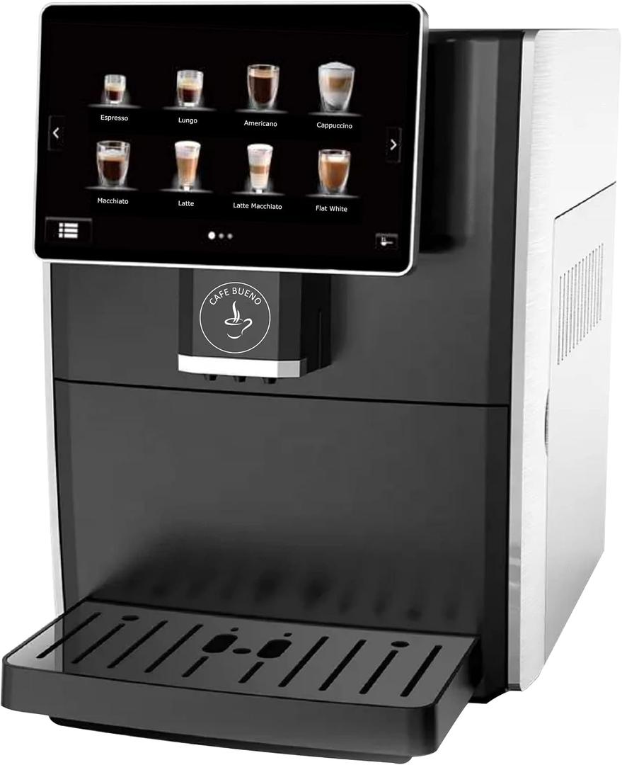 Cafe Bueno Super Automatic Espresso Machine For Home - Coffee Machine With Grinder & Milk Frother For Latte, Cappuccino, Macchiato - Auto Wake & Sleep All Milk Types