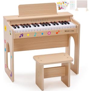 Kids Piano Keyboard, 37 Keys Wooden Digital Piano for Kids with Bench