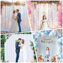 10ft White Backdrop Curtains with Lights String for Wedding Polyester Photo Backdrop Drapes Wrinkle Free White Curtains Backdrop for Birthday Parties Reception Baby Shower Ceremony-5 x 10ft x 2P
