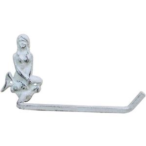 Hampton Nautical K-9212-w Whitewashed Cast Iron Mermaid Toilet Paper Holder 10" - Beach Bathroom Decoration - Beach Home Decorating