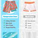 Cozople 7-20T Boys Swim Trunks with Compression Liner Big Boys Quick Dry Bathing Suit Stretch 2 in 1 Beach Swimming Shorts (Flesh Pink)