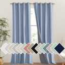 NICETOWN Stone Blue Vintage Linen 100% Blackout Curtains for Living Room, Thermal Insulated Curtains 108" Long, Noise Reducing Window Treatment Drapes for Hall Room, 52" Wide Per Panel, Set of 2