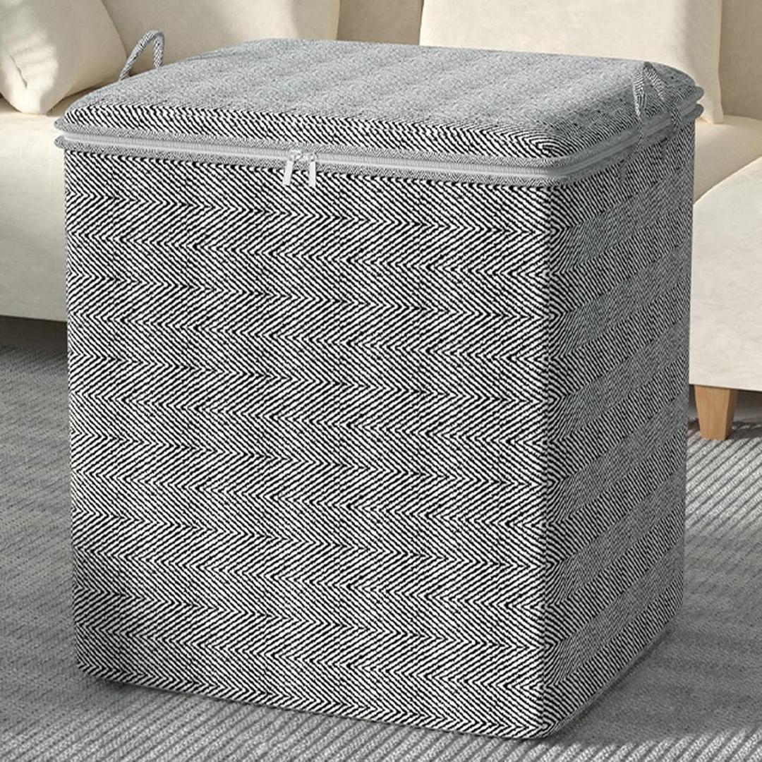 210 L Storage Bins, Foldable Closet Organizers with Handles, Large Collapsible Bags for Clothes, Comforters, Blankets & Pillows, Gray 1PC
