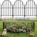 Decorative Garden Fence Panels 10 Pack - 16in (H) x 11ft Metal Animal Barrier Fencing, No-Dig Black Wire Border for Flower Beds, Patio, Yard, Landscaping