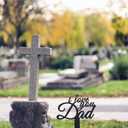 Tinideya Dad Memorial Stakes Grave Cemetery Decorations Metal Grave Markers Plaque Sympathy Garden Stake Waterproof Cemetery Memorial Signs for Funeral Decorations
