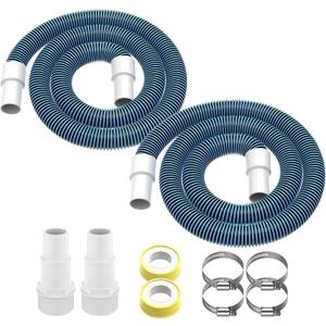 1.5" 6ft Heavy Duty Above Ground Pool Hose Replacement Kit Compatible with Intex Pool Filter Pumps, Includes 2 Durable 6 Foot Hoses, 2 Connection Adapters, 4 Clamps, 2 Tapes