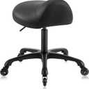 Heavy-Duty Ergonomic Pneumatic Swivel Rolling Saddle Stool with Extra Wide Seat for Hygienic Clinic Spa Massage Home and Office - 505 KIMO (Black), Standard
