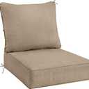 Sundale Outdoor Olefin Deep Seat Cushion, Patio Chair Cushion and Pillow, Water-Resistant Sectional Sofa Pad with Straps Khaki, 24 x 24 x 6 Inches