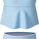 Blibean Girls Swimsuits Two Piece Tankini Sets Ruffle Bathing Suit with Chest Pad  (Blue, XXXL)