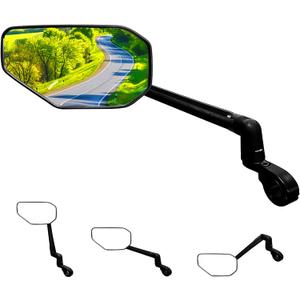 Bike Mirror, New Foldable Bicycle Mirror for Handlebar, 360 Adjustable Bar End Rear View Mirrors for E-bike, Mountain Bike, City Bikes & Scooter (Left 0.87-1")