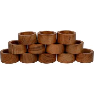SAMHITA Handmade Acacia Wood Napkin Ring Set of 12 for Dining, Anniversary, Birthday, Christmas | Napkin Ring for Home and Kitchen Dcor