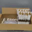 Liacere 350PCS Gold Plastic Plates-Disposable White and Gold Plates 50guest Baroque Plastic Dinnerware include 100Plates, 50Pack Pre Rolled Napkins with Silverware 50Cups for Wedding & Easter Day