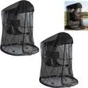 2PCS Mosquito Net Cover for Canopy Chair, 63"H Bug Barrier Mosquitos Mesh Tent Black Chair Mosquito Netting with Zipper 35"X32" Waterproof Roof for Fishing Camping Chairs Outdoors, Chair Not Included
