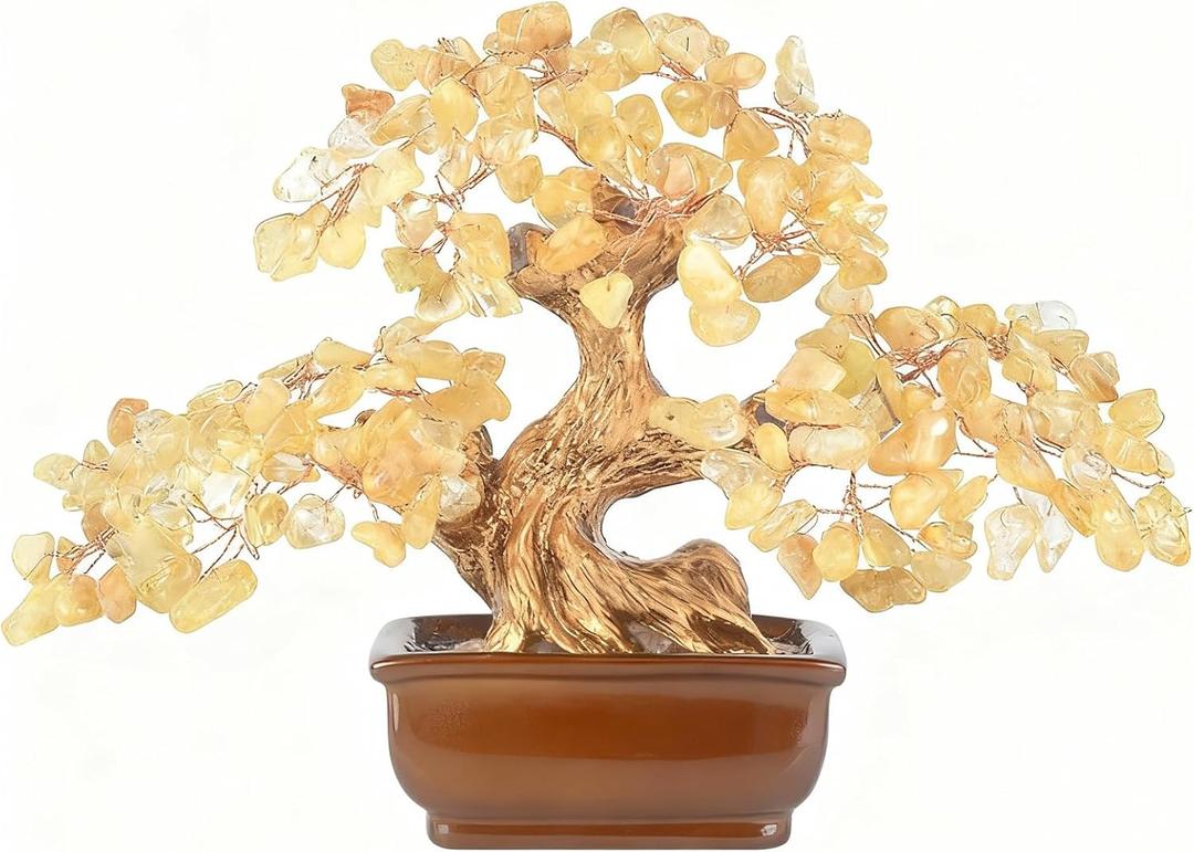 Citrine Crystal Tree of Life  Handmade Gemstone Bonsai with Natural Citrine Crystals & Copper Wire  Feng Shui Money Tree for Wealth, Healing Energy, Positive Vibes & Home Decor (6 Inches)