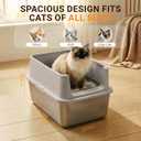 High Sided Stainless Steel Cat Litter Box, XL Extra Large Metal Litter Box for Big Cats, Non-Stick & Anti-Odor, Anti-Urine Leakage, Easy to Clean, Includes Scoop