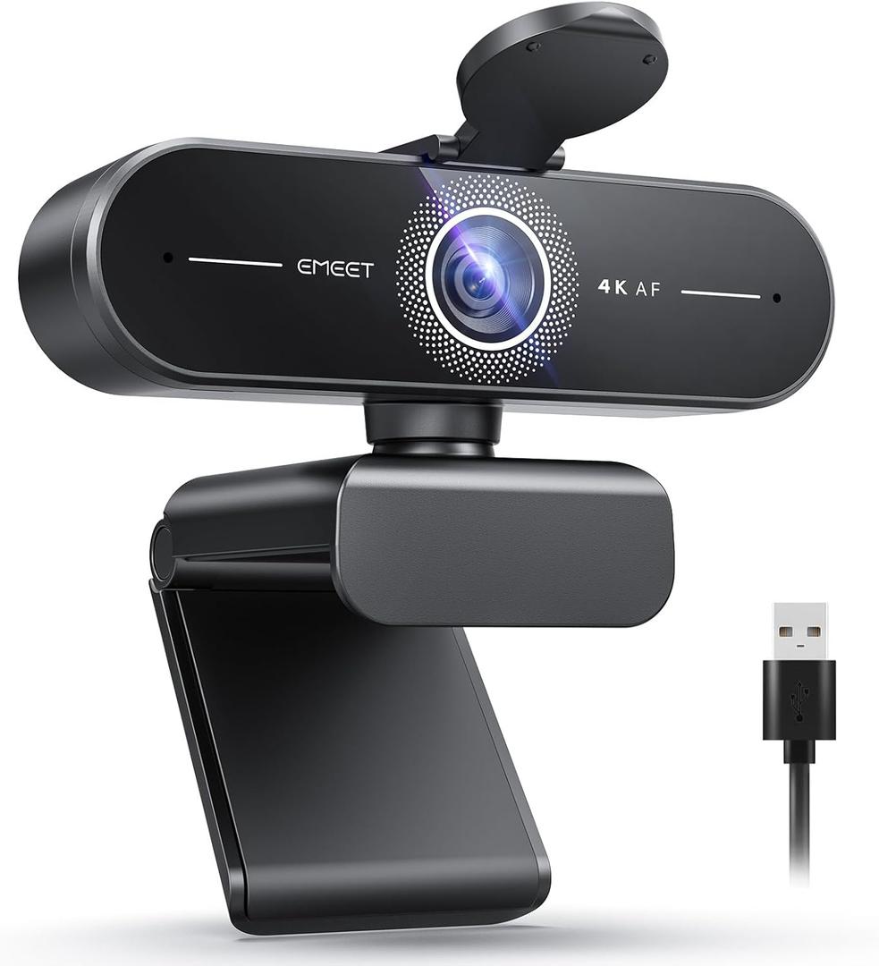 EMEET C60E 4K Webcam for Streaming & Gaming  PDAF Autofocus, Dual Mics, Live Streaming Camera with Auto Light Correction, Plug & Play USB Webcam for PC & Mac
